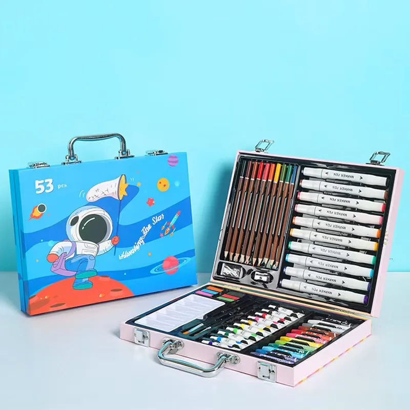 53Pcs Set Children'S Painting Full Set Brushes Art Tools Gift Box Set Developing Children'S Create Draw Interests Art Supplies