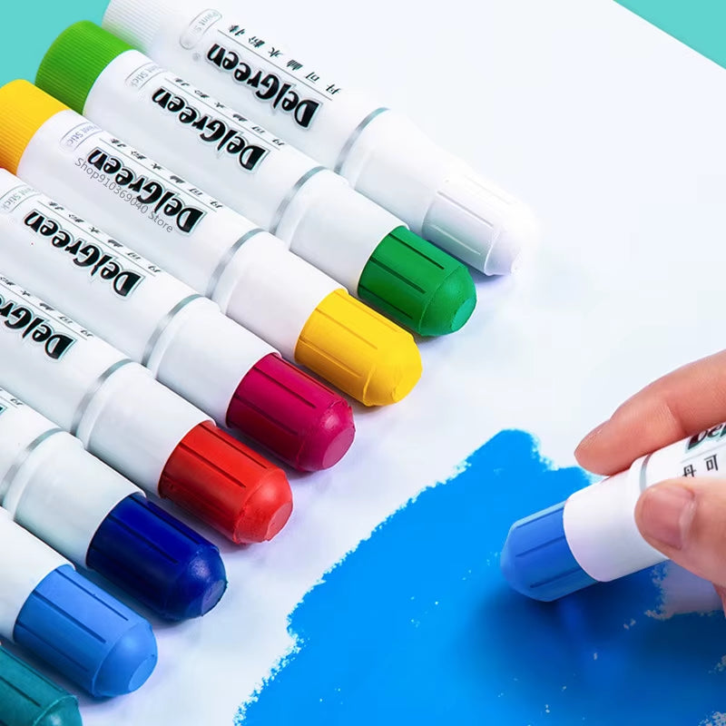 12/18/24 Color Solid Gouache Stick Common Color/Macaron Color Rotating Water-Soluble Children'S Crayon ARTIST GRADE Art Supplies