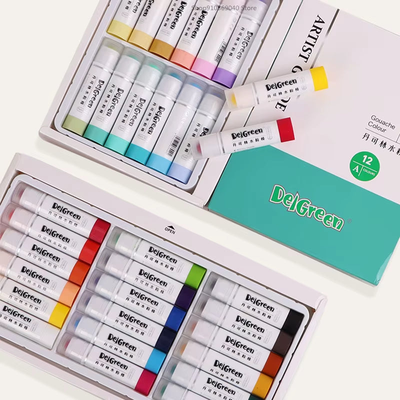 12/18/24 Color Solid Gouache Stick Common Color/Macaron Color Rotating Water-Soluble Children'S Crayon ARTIST GRADE Art Supplies