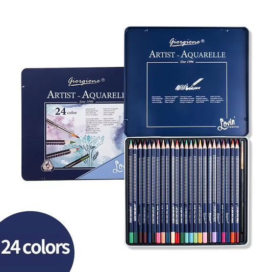 Giorgione Professional Watercolor Pencil Set 12/24/36/48/72/120 Coloured Water Soluble Sketching Pencils Brush Art Supplie