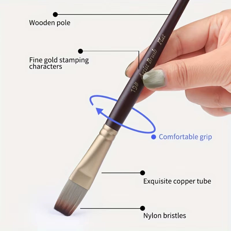24 Pcs High Quality Nylon Hair Paint Brush Portable Simulated Leather Cloth Bag Oil Painting Brush Watercolor Set Art Supplies
