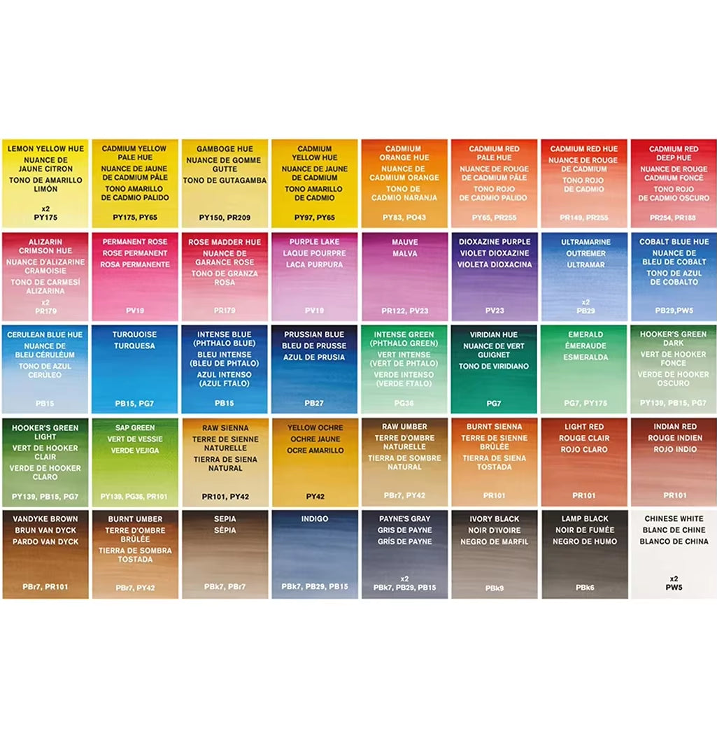 Winsor&Newton Cotman Watercolor Paint Set Studio Set 45 Half Pans with Painting Brush Palette Artists Portable Drawing Supplies