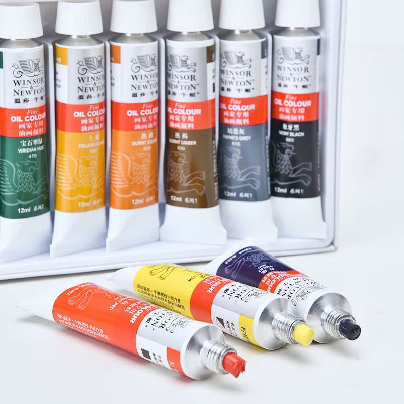 Winsor & Newton 12/18/24 Colors Professional Color Oil Paints 12Ml Tube Painting Pigments with Brush and Palette Art Supplies