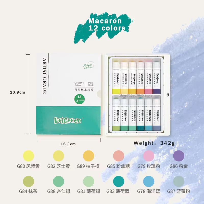 12/18/24 Color Solid Gouache Stick Common Color/Macaron Color Rotating Water-Soluble Children'S Crayon ARTIST GRADE Art Supplies
