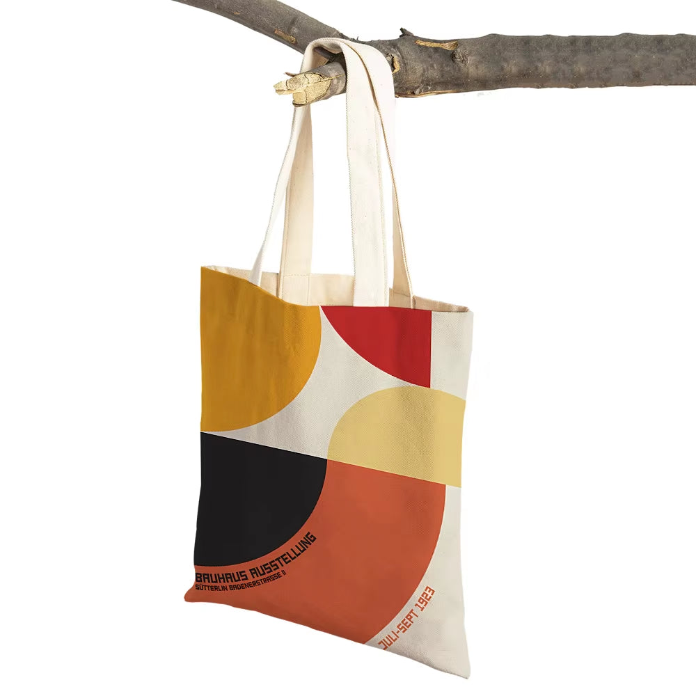 Modern Bauhaus Chair Abstract Mondrian Lady Shopping Bag Both Sided Geometric Women Shopper Bags Casual Tote Handbag