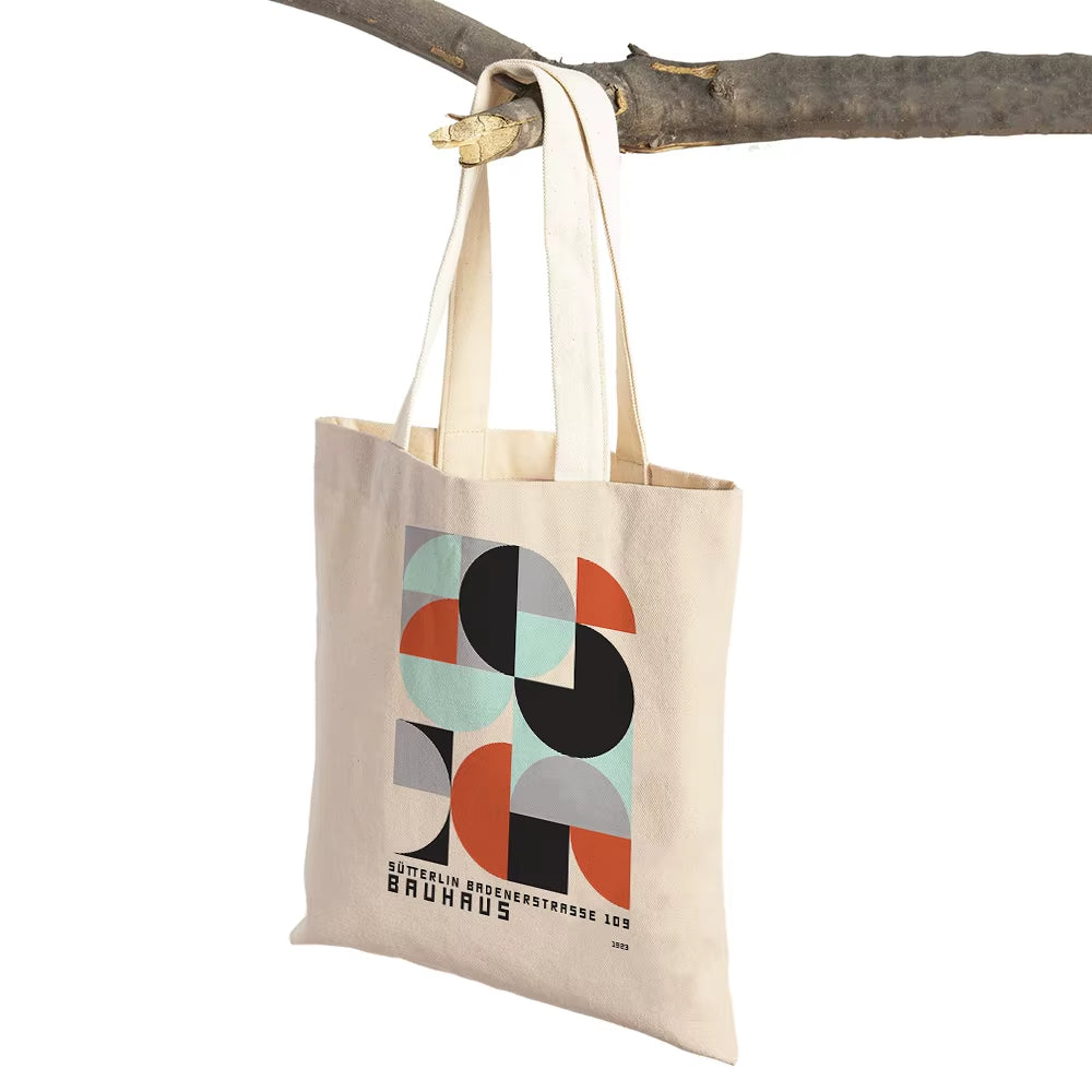 Modern Bauhaus Chair Abstract Mondrian Lady Shopping Bag Both Sided Geometric Women Shopper Bags Casual Tote Handbag