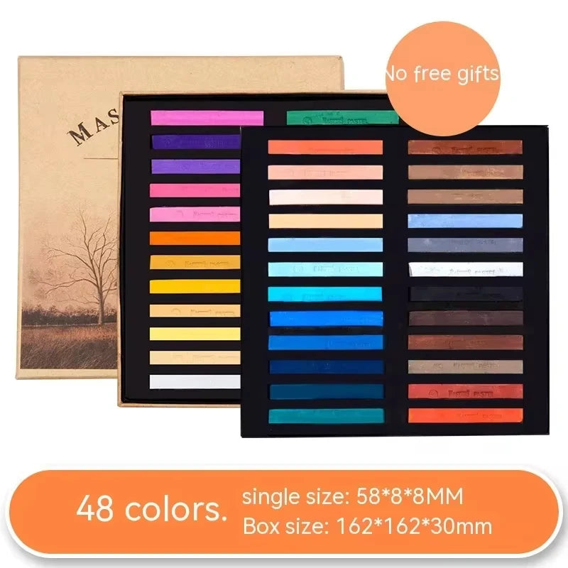 12/24/36/48 Colors Soft Masters Pastel Colored Chalk Square Drawing Sketch Stick Crayons for Students Beginners Art Supplies