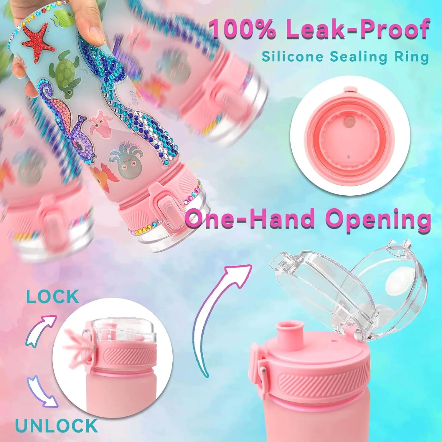 Decorate Your Own Water Bottle Kits for Girls Age 4-6-8-10,Mermaid Painting Crafts,Fun Arts and Crafts Gifts Toys for Girls Birt