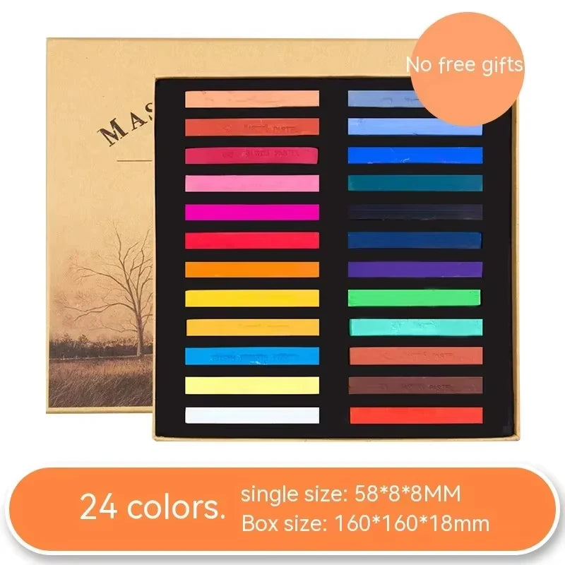 12/24/36/48 Colors Soft Masters Pastel Colored Chalk Square Drawing Sketch Stick Crayons for Students Beginners Art Supplies