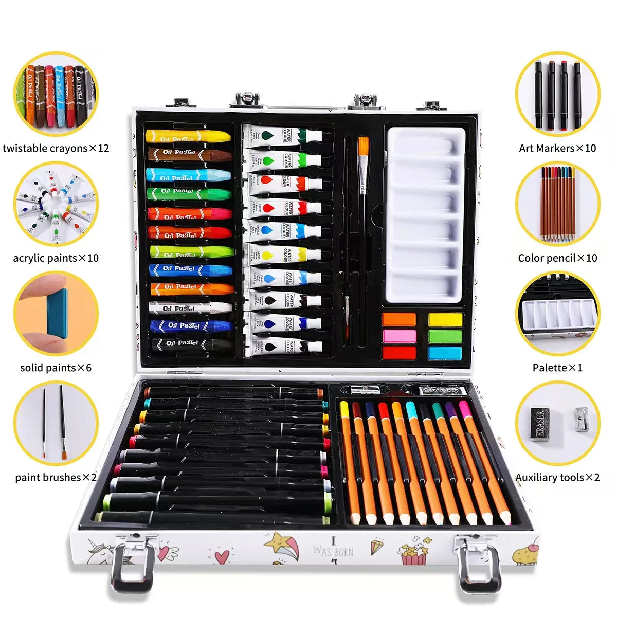 53Pcs Set Children'S Painting Full Set Brushes Art Tools Gift Box Set Developing Children'S Create Draw Interests Art Supplies