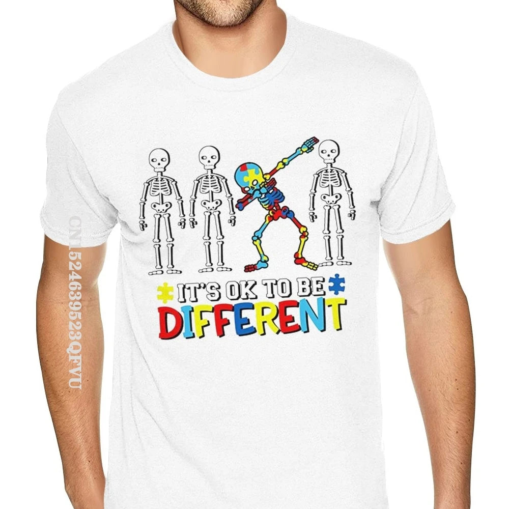 Top Autism Awareness It Okay to Be Different T Shirt Printing Kawaii Oversized Anime Tshirt Men Men Women plus Size Black Tshirt