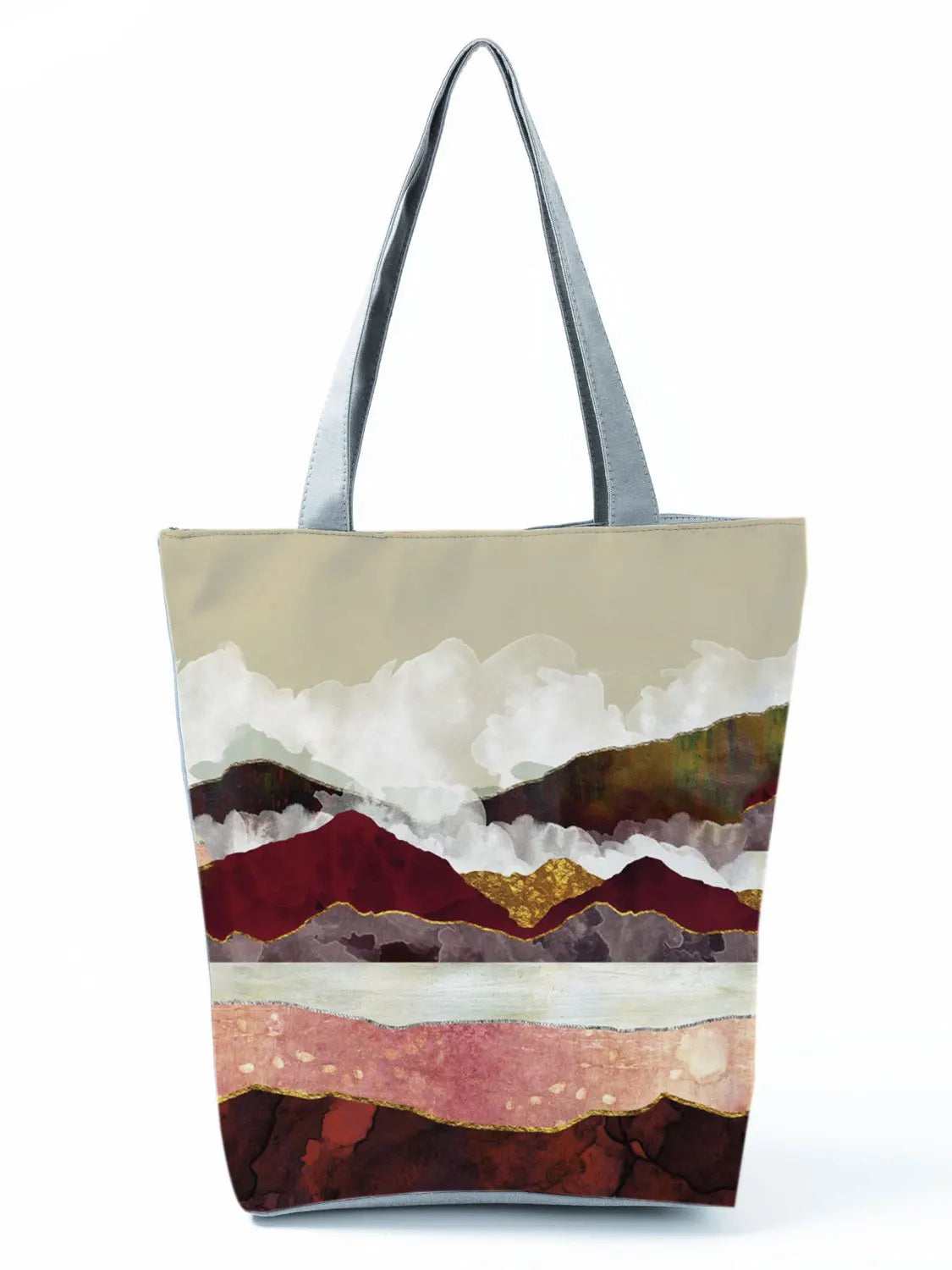 Oil Painting Mountain Forest Printing Causal Tote Bag Shopper Shopping Handbags Women Ladies Leisure Shoulder Bag Beach Outdoor