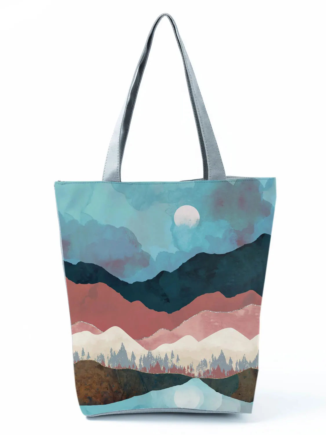Oil Painting Mountain Forest Printing Causal Tote Bag Shopper Shopping Handbags Women Ladies Leisure Shoulder Bag Beach Outdoor