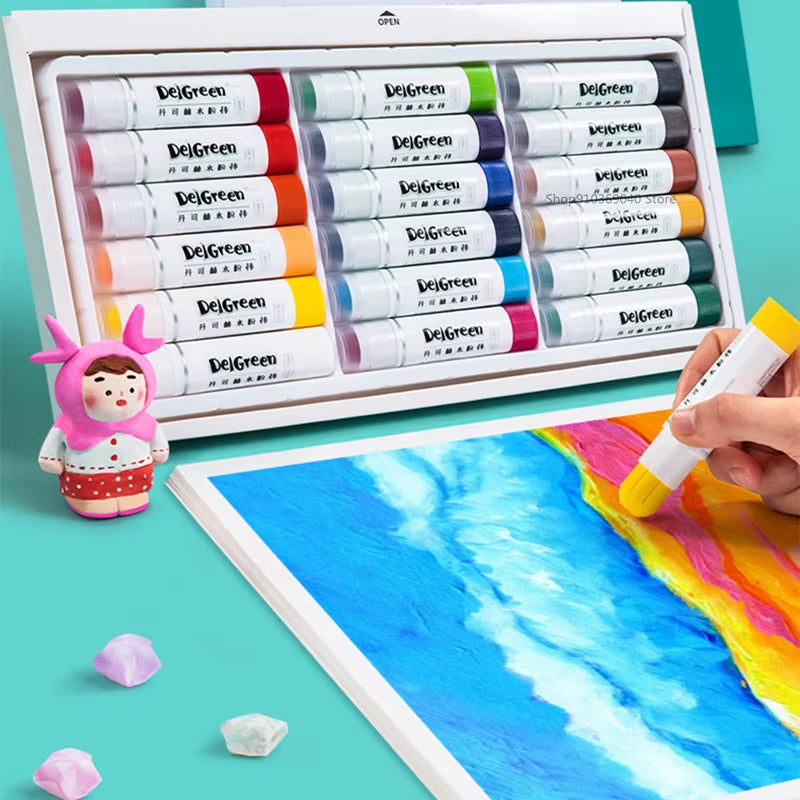 12/18/24 Color Solid Gouache Stick Common Color/Macaron Color Rotating Water-Soluble Children'S Crayon ARTIST GRADE Art Supplies