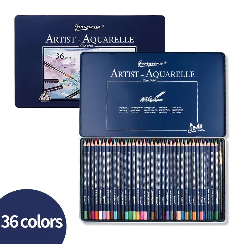 Giorgione Professional Watercolor Pencil Set 12/24/36/48/72/120 Coloured Water Soluble Sketching Pencils Brush Art Supplie